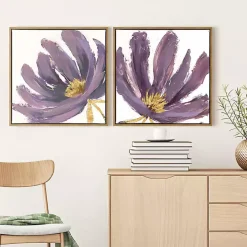 Purple Pairs Framed Canvas Art Prints, Set of 2