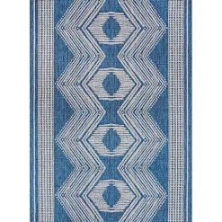 Raina Blue Tribal Zig Zag Outdoor Rug, 5x8