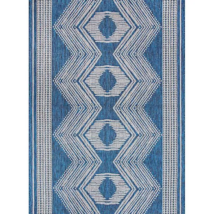 Raina Blue Tribal Zig Zag Outdoor Rug, 5x8