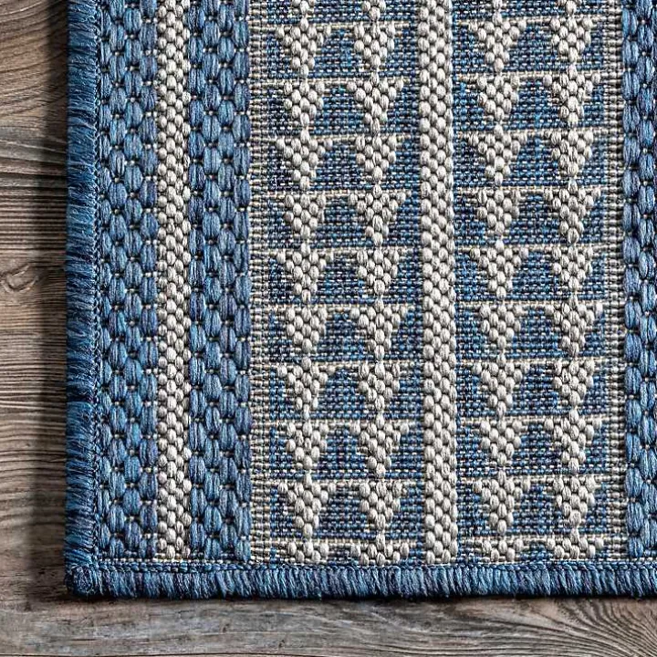 Raina Blue Tribal Zig Zag Outdoor Rug, 5x8