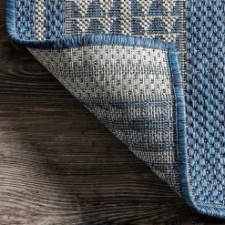 Raina Blue Tribal Zig Zag Outdoor Rug, 5x8