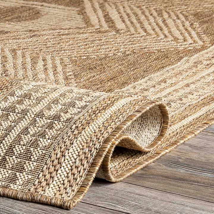Raina Brown Tribal Zig Zag Outdoor Rug, 5x8