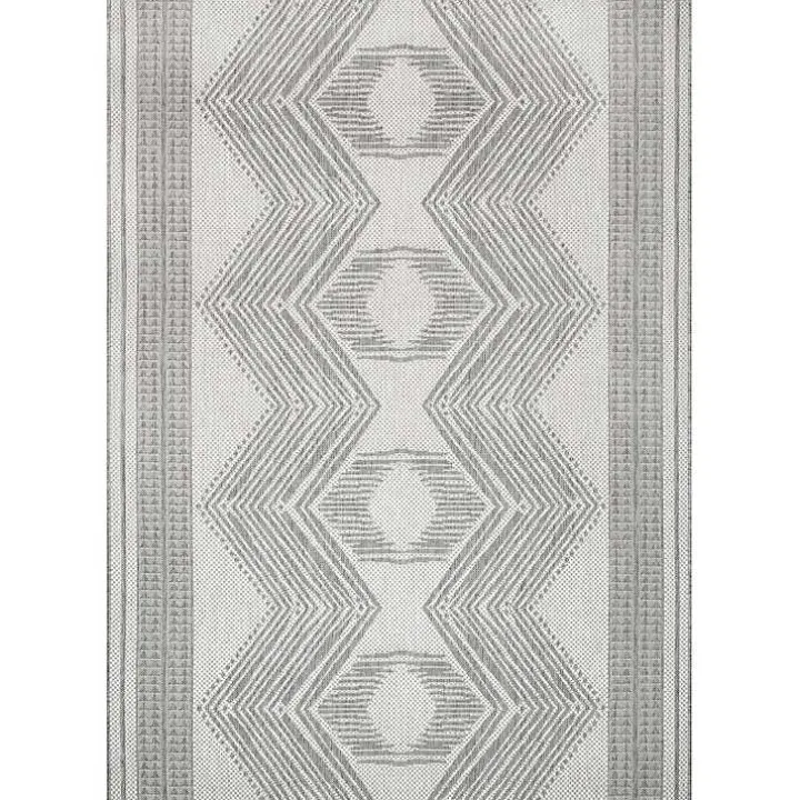 Raina Gray Tribal Zig Zag Outdoor Rug, 5x8
