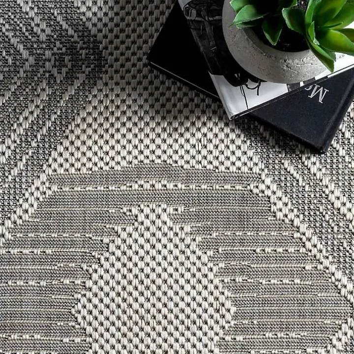 Raina Gray Tribal Zig Zag Outdoor Rug, 5x8