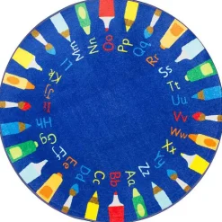 Rainbow Alphabet Round Rug, 8 ft.