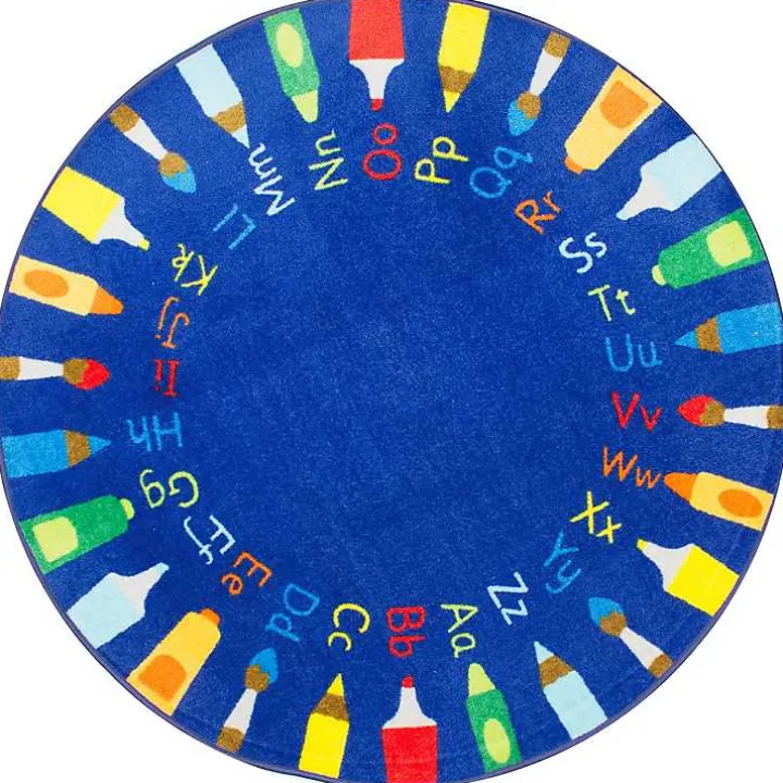 Rainbow Alphabet Round Rug, 8 ft.