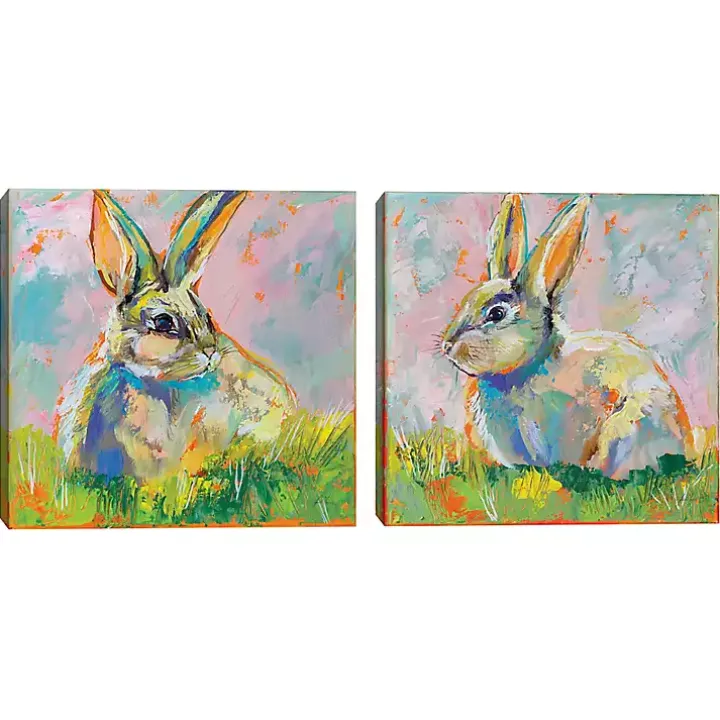 Rainbow Bunny 2-pc. Easter Canvas Wall Art Set