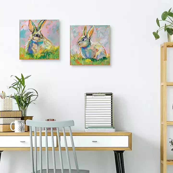 Rainbow Bunny 2-pc. Easter Canvas Wall Art Set