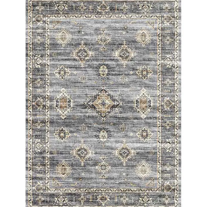 Raquel Gray Washable Area Rug, 7x9