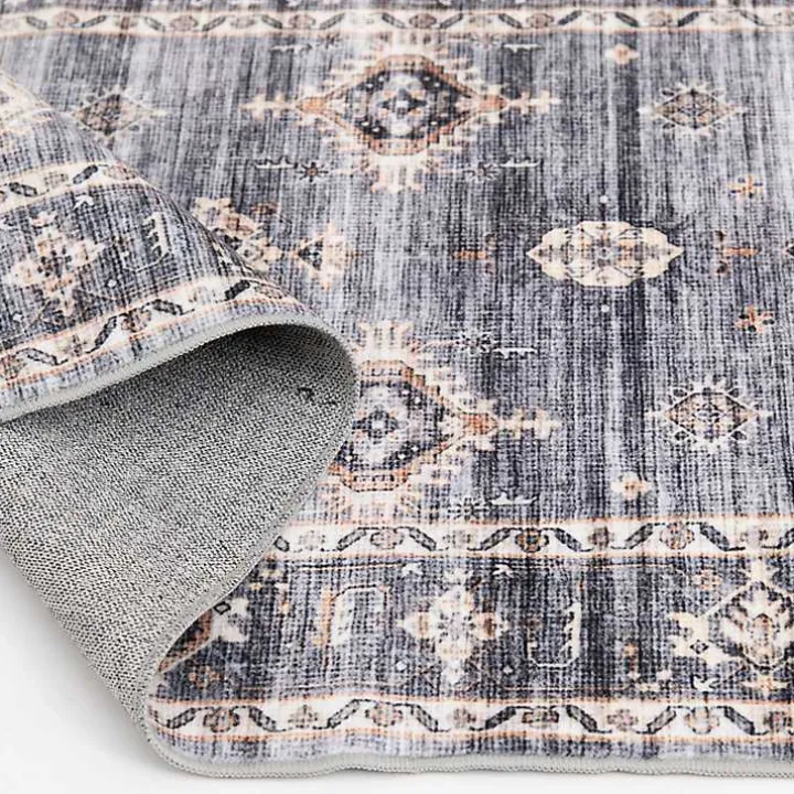 Raquel Gray Washable Area Rug, 7x9