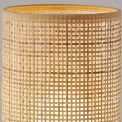 Rattan Cylinder Shade White Base Table Lamp