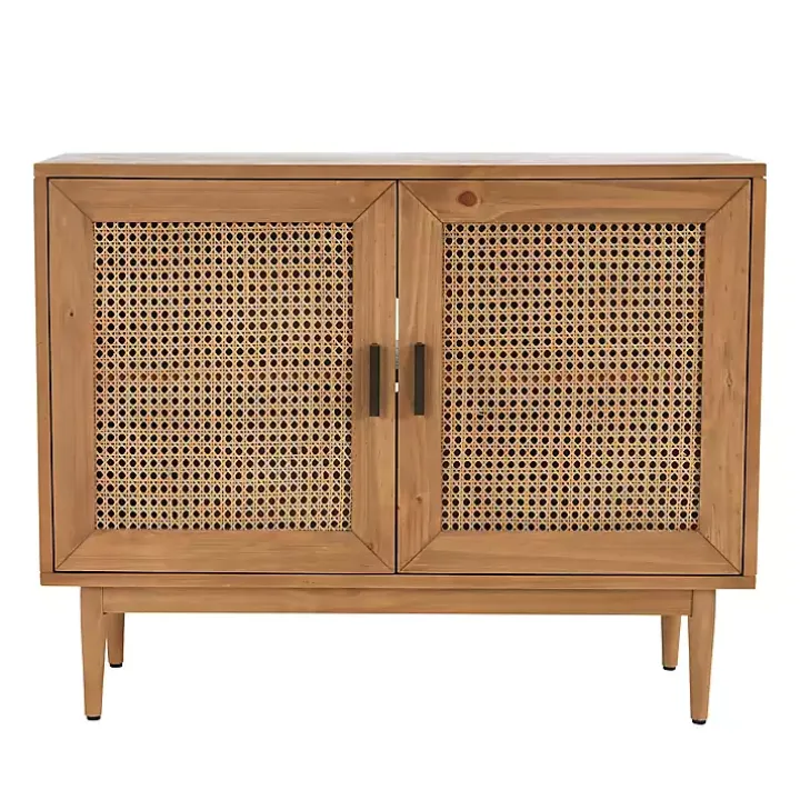 Reclaimed Pine and Woven Cane Cabinet