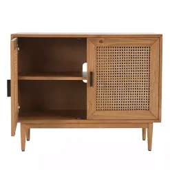 Reclaimed Pine and Woven Cane Cabinet