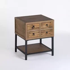 Reclaimed Wood Accent Table with Keeping Drawers