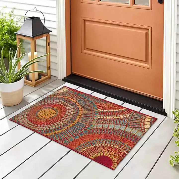 Red & Blue Circles Indoor/Outdoor Rug, 2x3