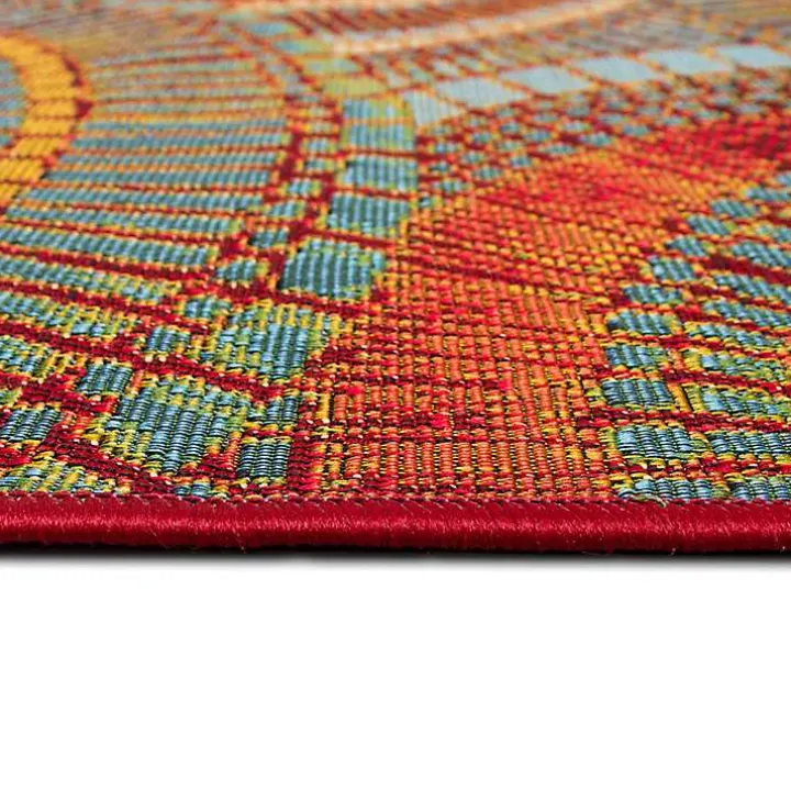Red & Blue Circles Indoor/Outdoor Rug, 3x4