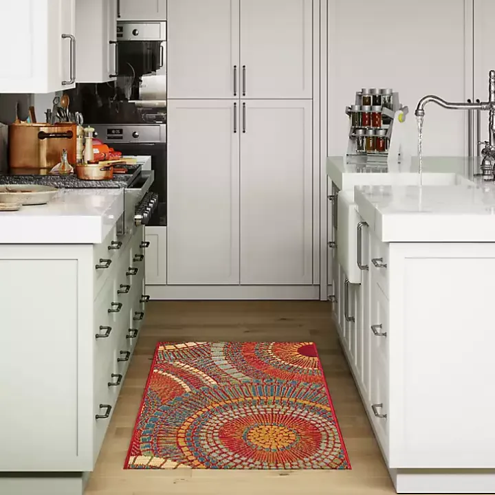 Red & Blue Circles Indoor/Outdoor Rug, 3x4