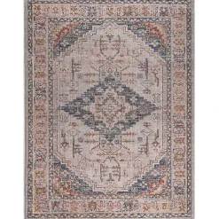 Red & Blue Vintage Medallion Area Rug, 5x7