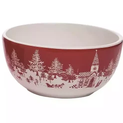 Red & White Toile Christmas Bowls, Set of 3