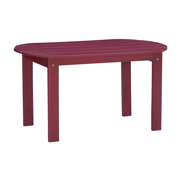 Red Acacia Wood Oval Adirondack Coffee Table