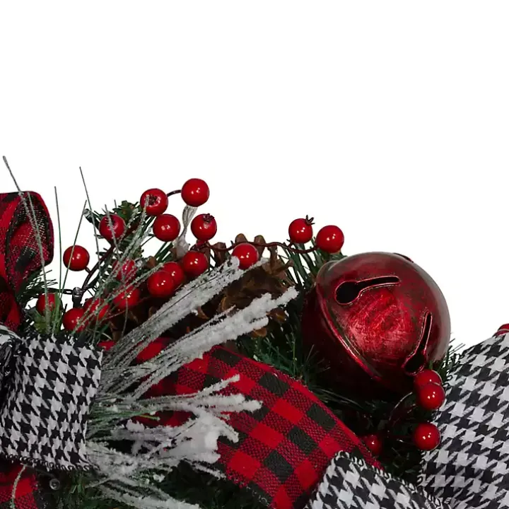 Red and Black Bow Wreath