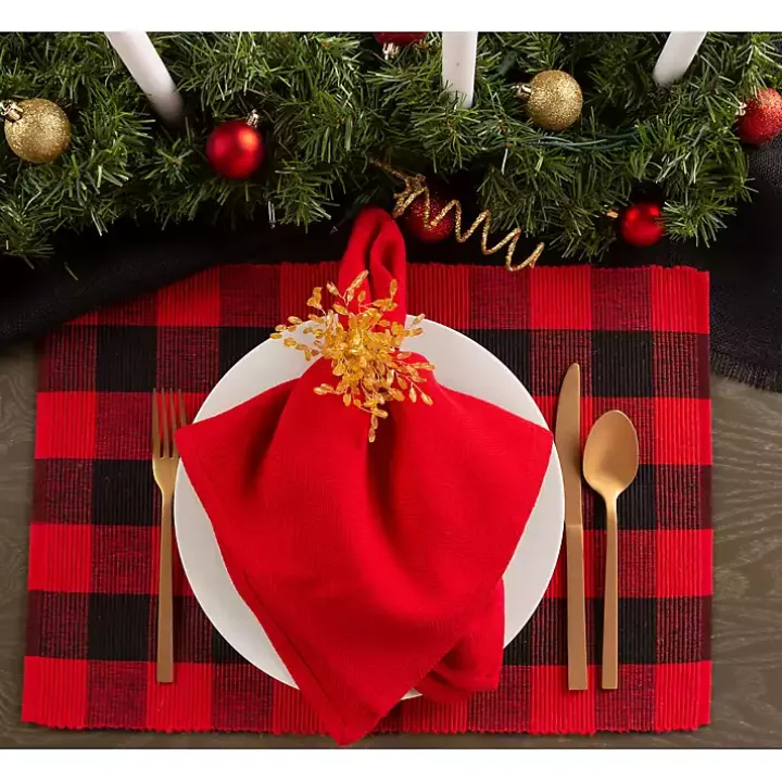 Red and Black Buffalo Check Placemats, Set of 6