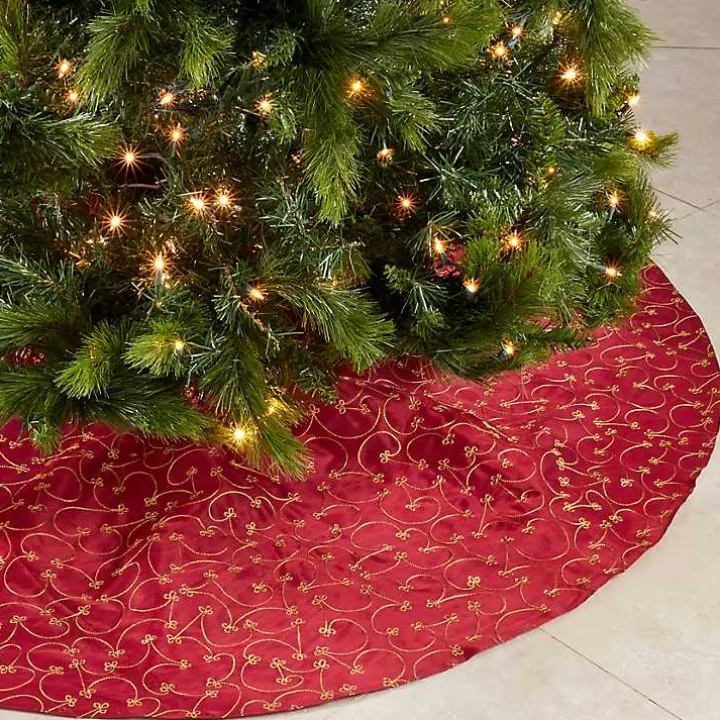 Red and Gold Emboidered Tree Skirt