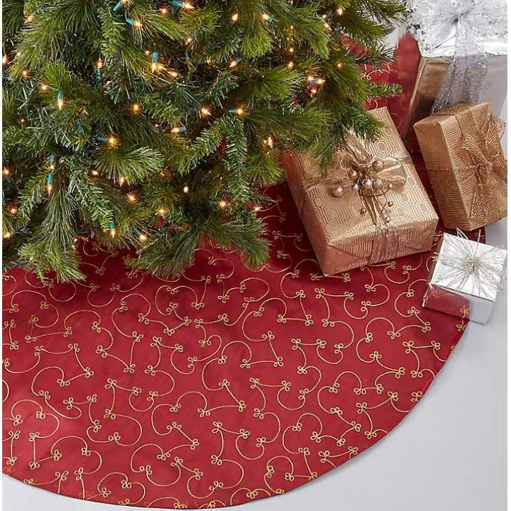 Red and Gold Emboidered Tree Skirt