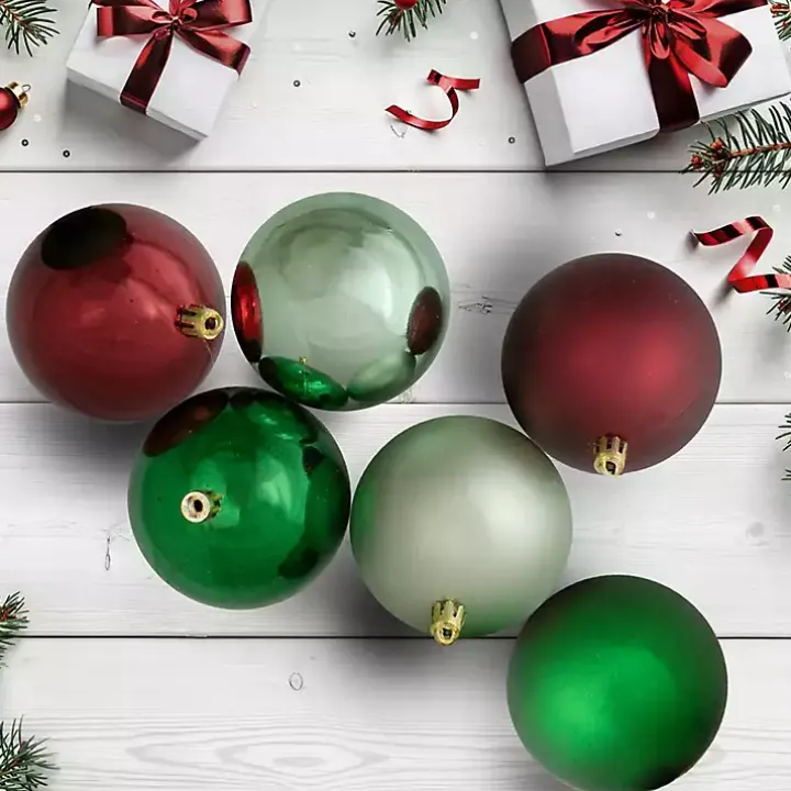 Red and Green Shatterproof Ornaments, Set of 32