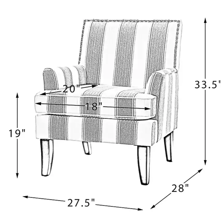 Red and Ivory Floral Upholstered Accent Chair
