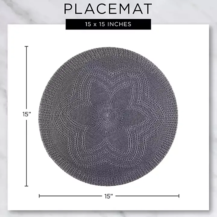 Red and Natural Print Round Placemats, Set of 6
