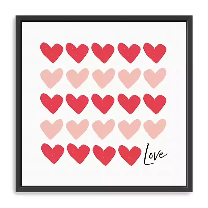 Red and Pink Hearts Freamed Canvas Art Print