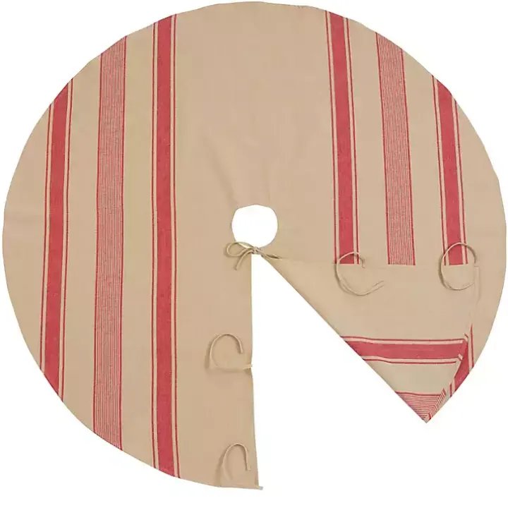 Red and Tan Striped Tree Skirt