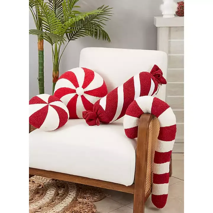 Red and White Candy Roll Pillow