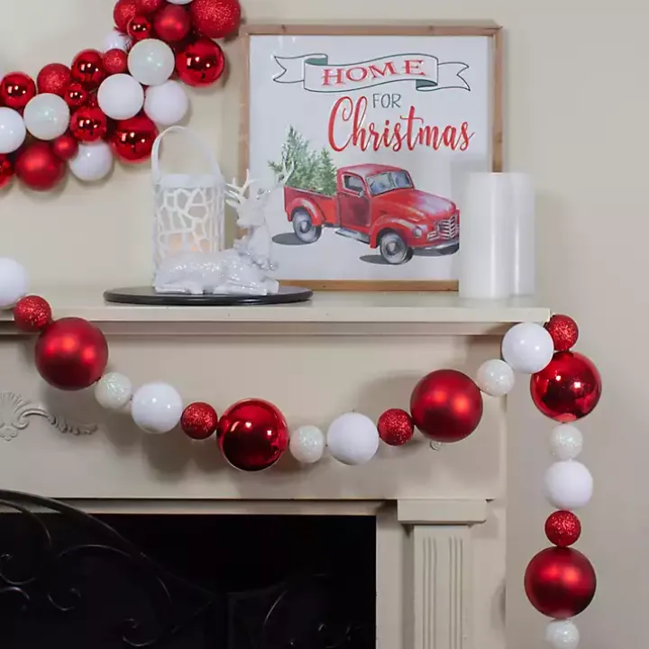 Red and White Shatterproof Ornament Tree Garland