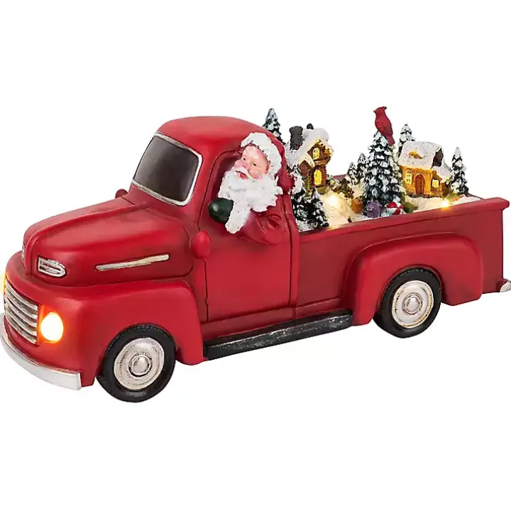 Red Animated Santa Truck, 10.5 in.