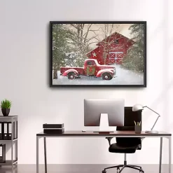 Red Barn Rustic Christmas Framed Wall Art