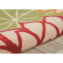 Red Bright Floral Burst Outdoor Area Rug, 5x7