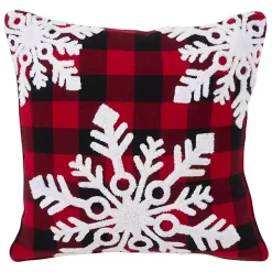 Red Buffalo Check Snowflake Christmas Pillow