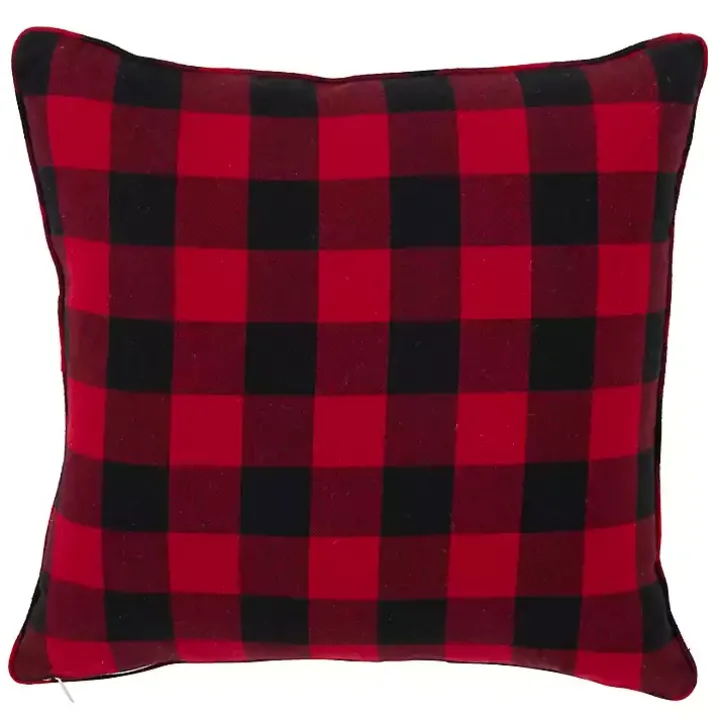 Red Buffalo Check Snowflake Christmas Pillow