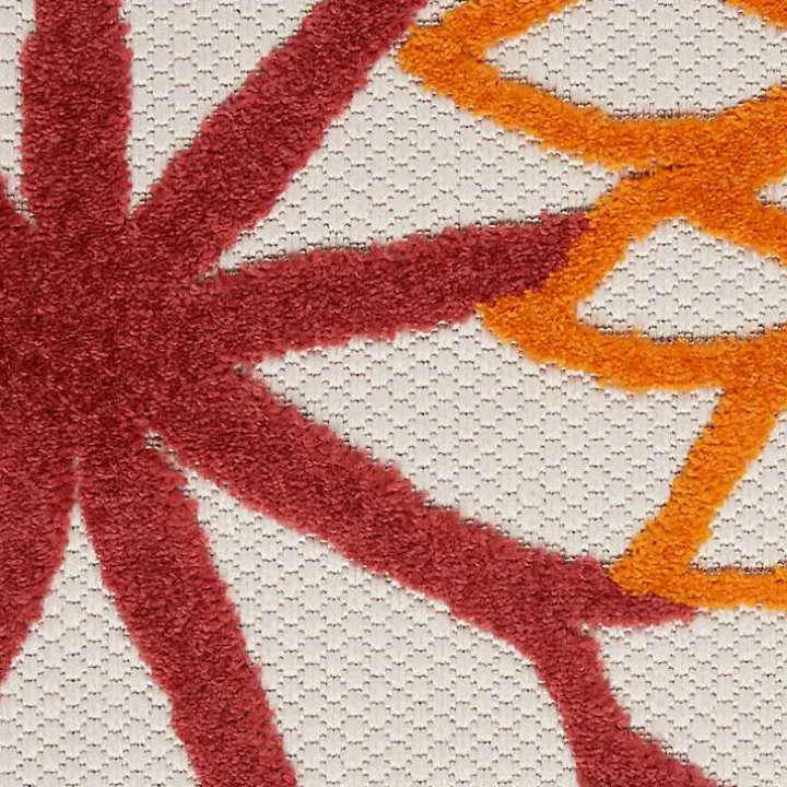 Red Floral Burst Outdoor Area Rug, 7x10