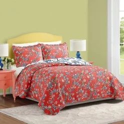 Red Floral Dreams 3-pc. Full/Queen Quilt Set