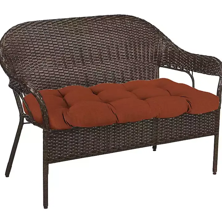 Red French Edge Outdoor Wicker Settee Cushion