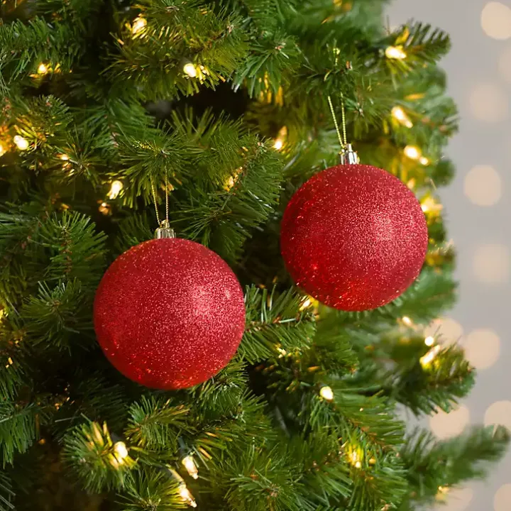 Red Glitter Ball 2-pc. Ornament Set, 4 in.