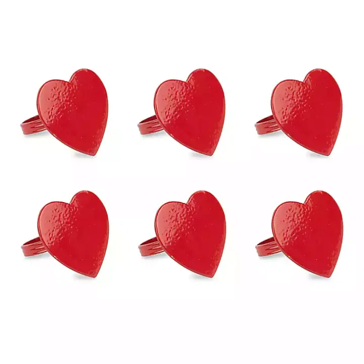 Red Heart Napkin Rings, Set of 6