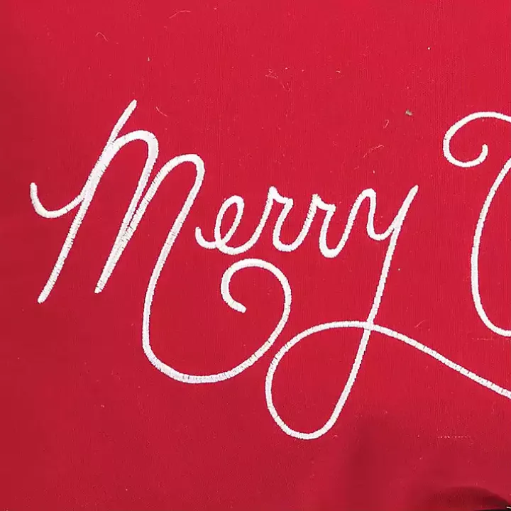 Red Merry Christmas Cursive Lumbar Pillow