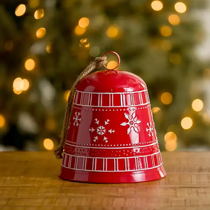 Red Metal Fair Isle Bell, 11 in.