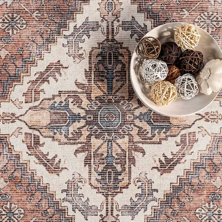 Red Persian Medallion Washable Area Rug, 3x5