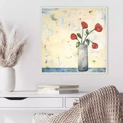Red Picked Flowers Framed Canvas Art Print