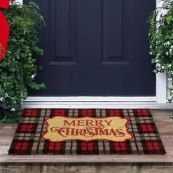 Red Plaid Merry Christmas Doormat